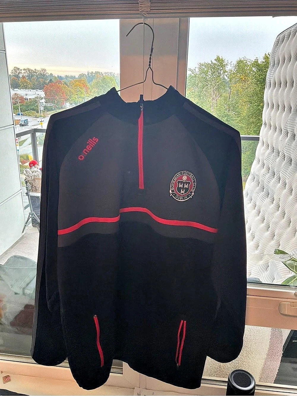 O'Neills Bohemian FC Half Zip Training Top Black & Red Jacket